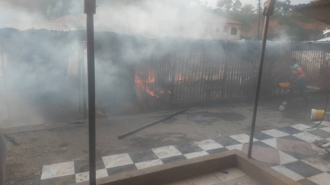 Fire burns down brothel at Tarkwa Railway station.