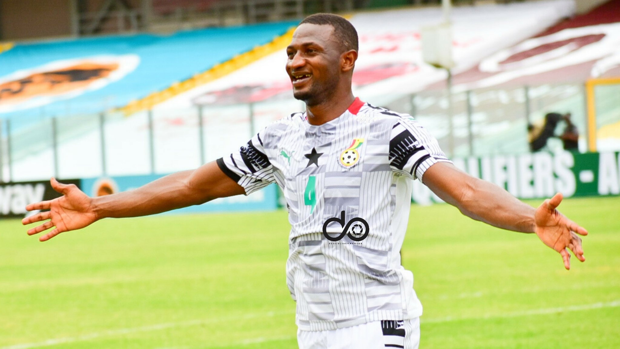 Nicholas Opoku celebrates a Black Stars goal