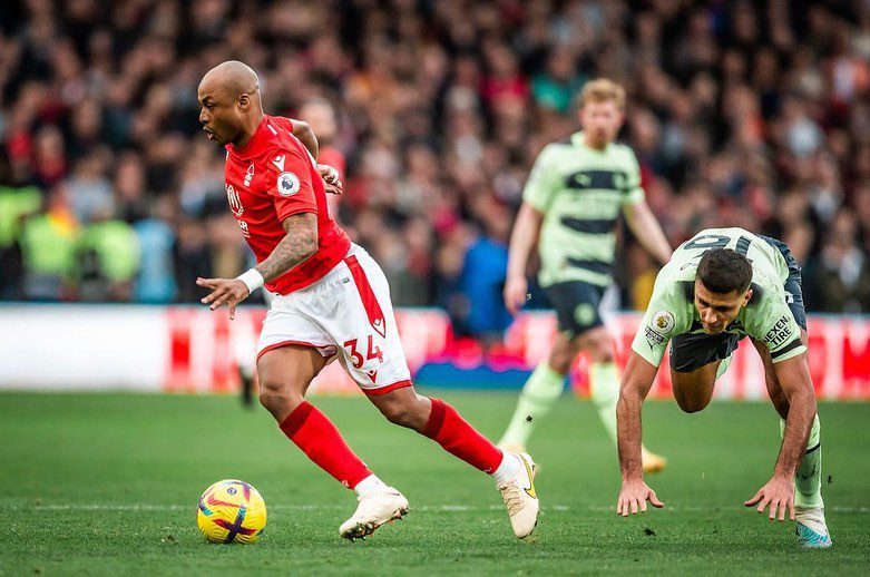 Andre Ayew playing for Nottingham Forest