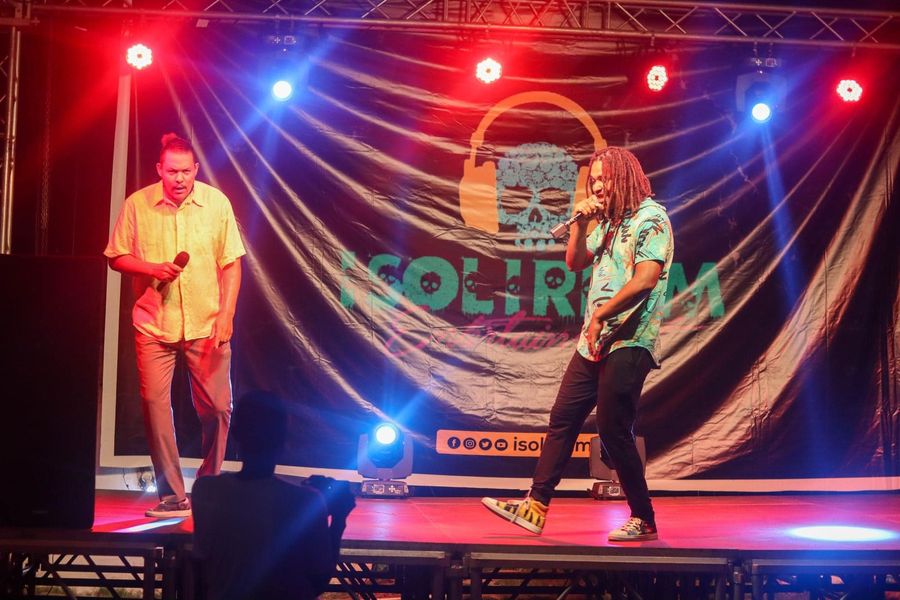 Ataman Nikita and Dr Pushkin performing at the Off Grid concert in Accra