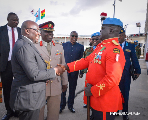Dr Bawumia greeting an officer of the Ghana Armed Forces