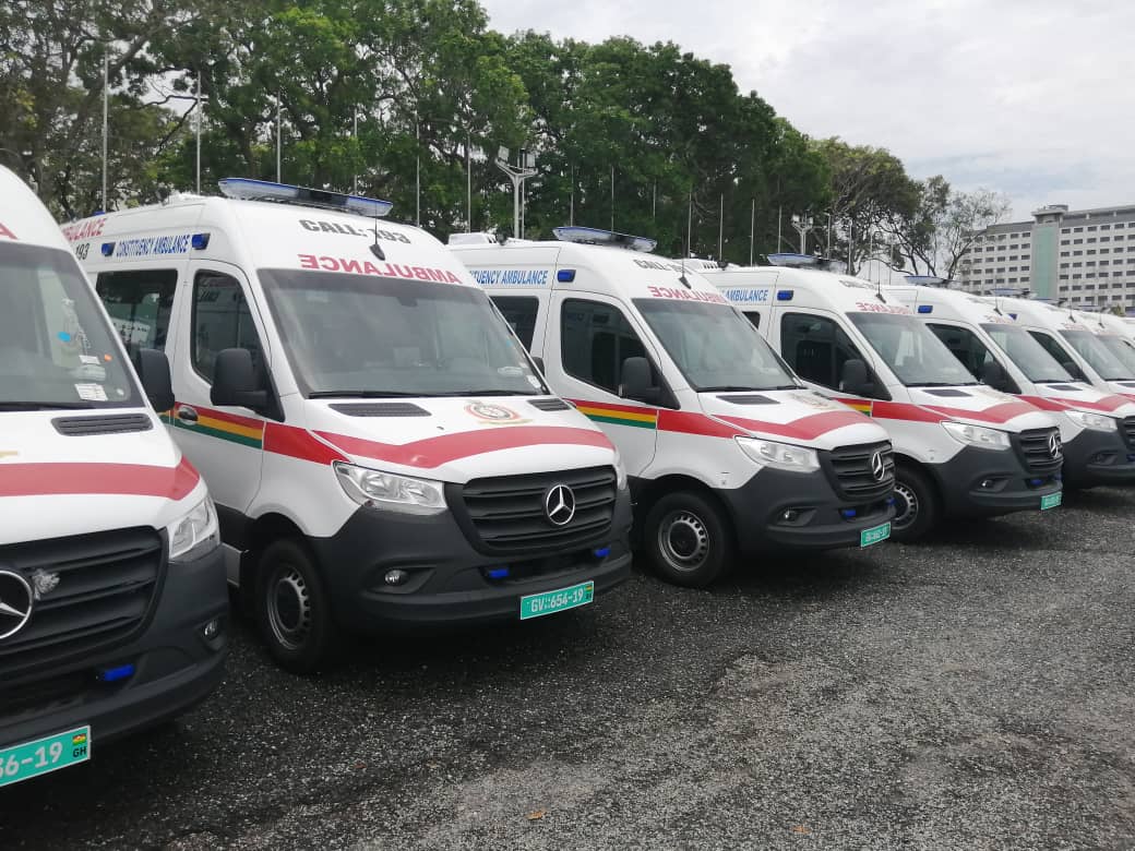 The National Ambulance Service parked vehicles