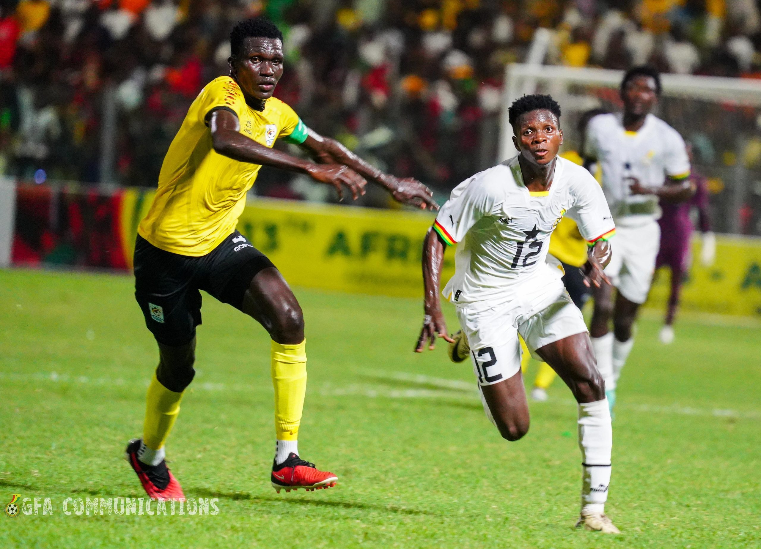 Black Satellites vs the Hippos of Uganda at the finals of the 13th African Games men's football at the Accra Sports Stadium on March 22, 2024