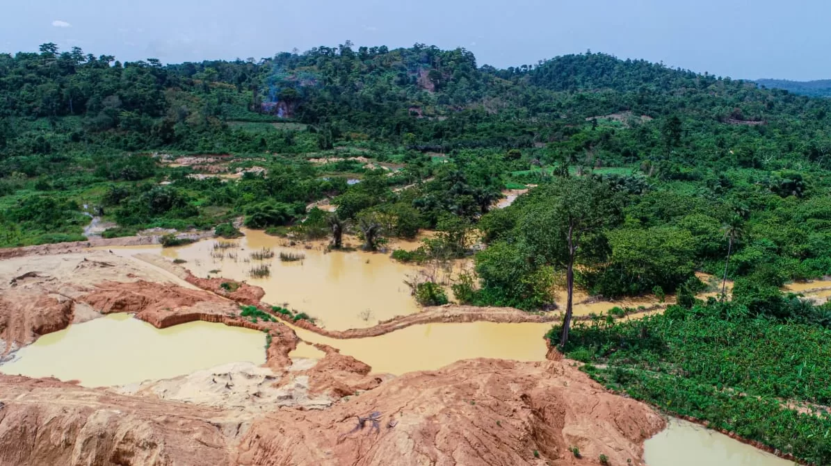 A picture showing the damage of illegal mining to the environment. Organized Labour announced an indefinite strike to end illegal mining.