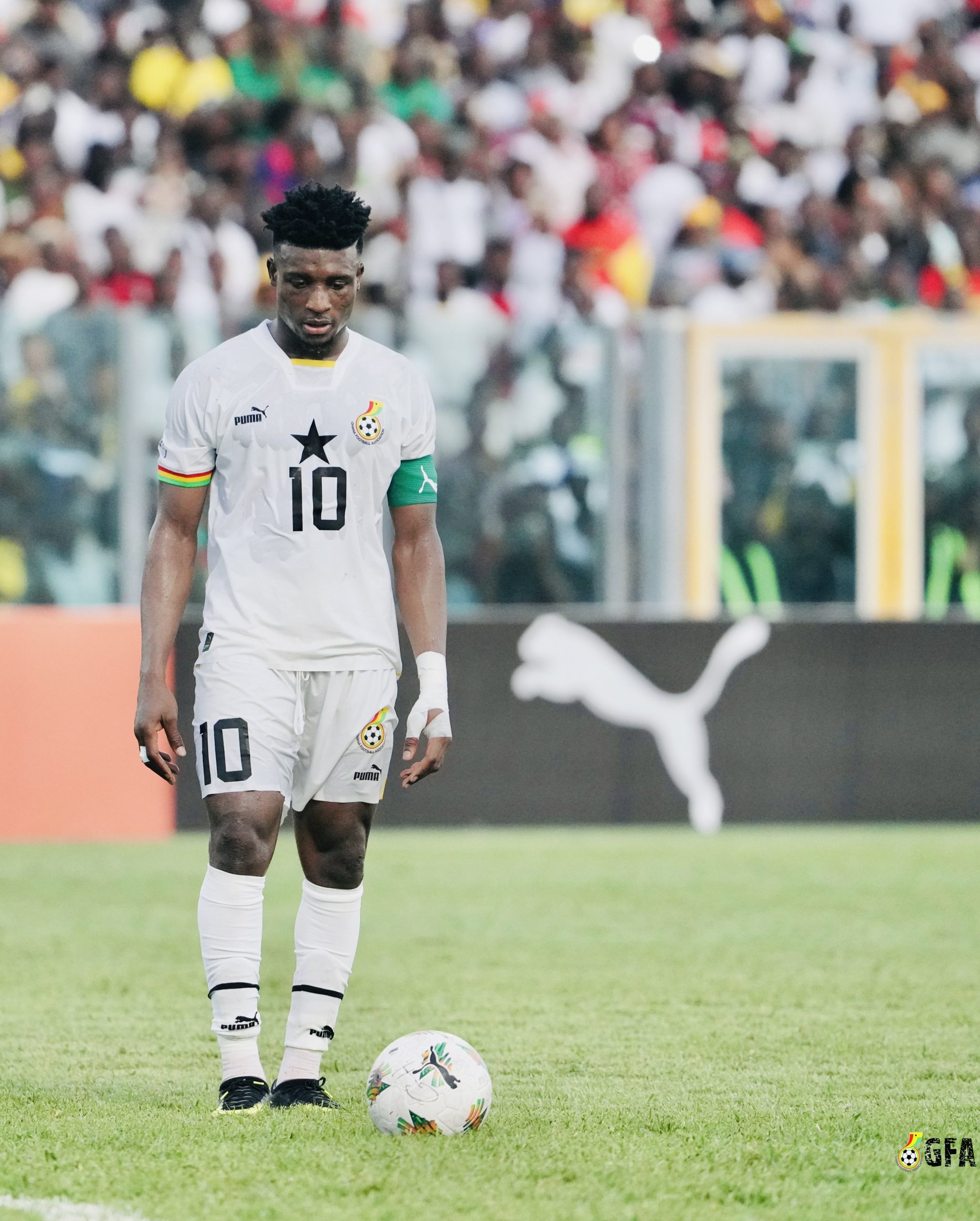 Mohammed Kudus during the game against Sudan at the Accra Sports Stadium on October 9, 2024. He captained the team.